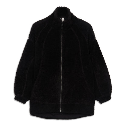 Long Textured Fleece Jacket