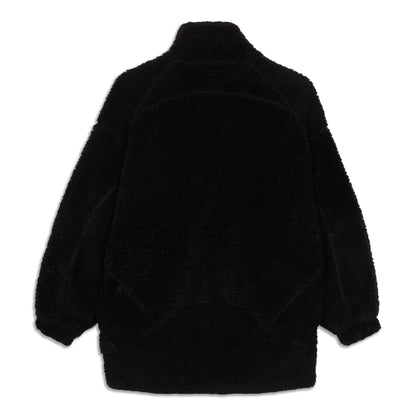 Long Textured Fleece Jacket